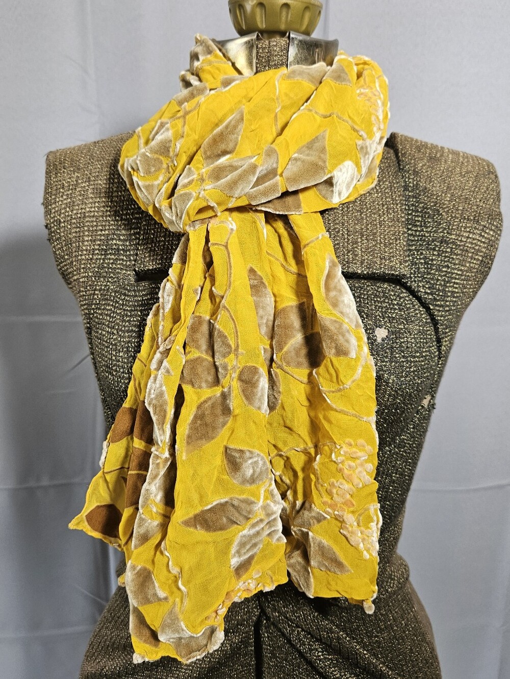 CAMILLA RIDLEY London Velvet Whymsygoth Fairy Marigold Silk/Viscose Long Scarf